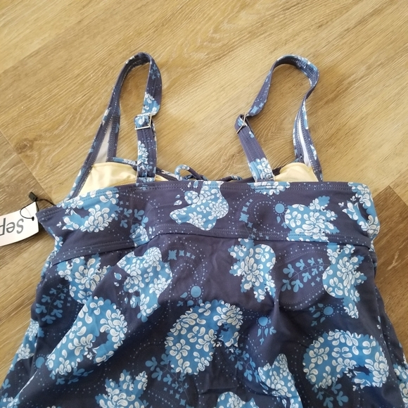 NWT Septangle Blue Floral Tankini Swim Top Size 10 - Picture 5 of 8